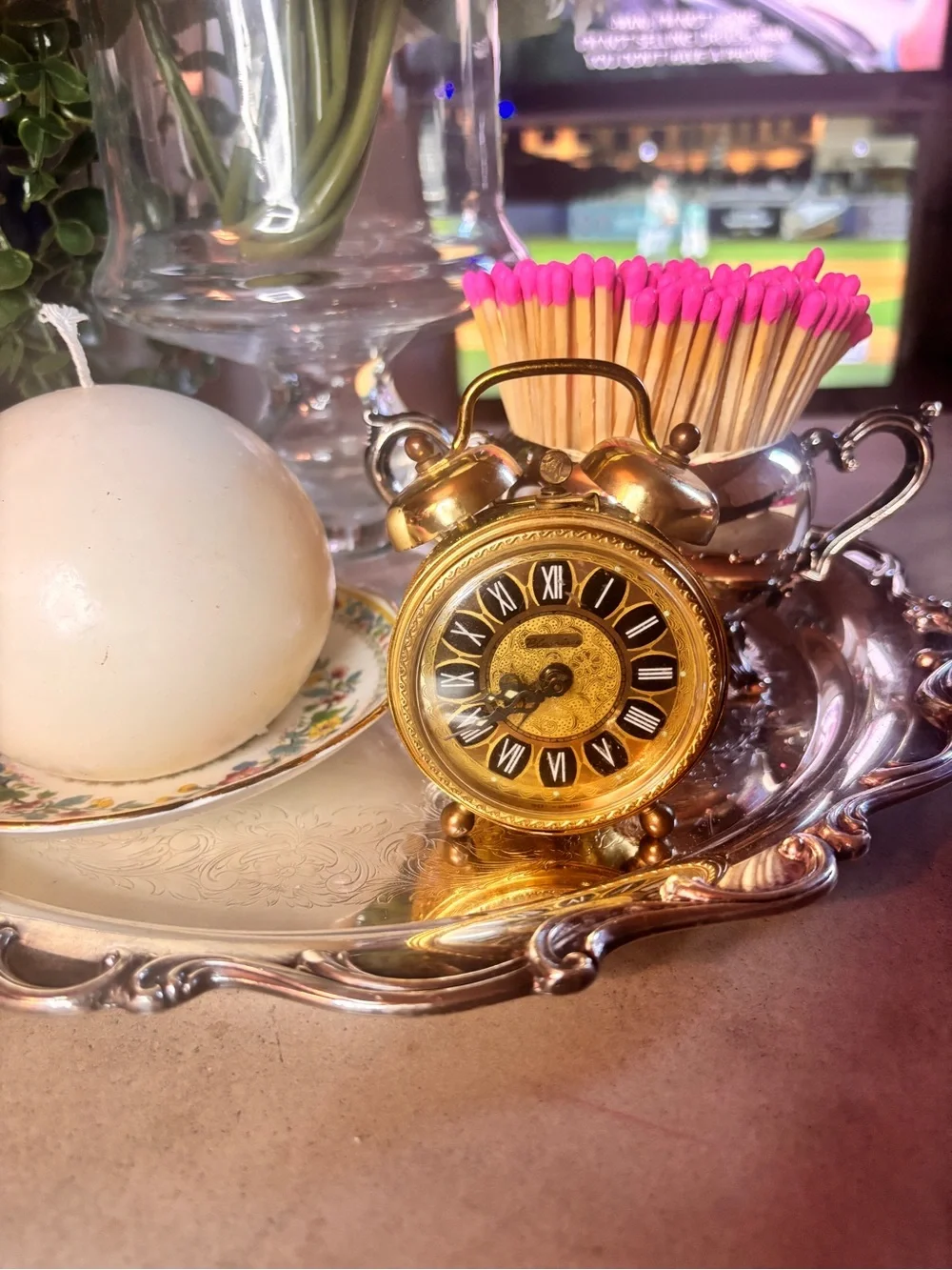 Antique-Style Gold Twin Bell Table Clock